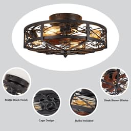 Plafondventilator met Licht - Ventilator zonder vleugels - Luchtcirculatie en verlichting - Stille kooiconstructie - 508 cm - Zwart — thumbnail 1