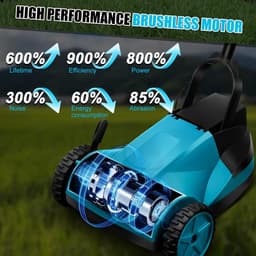 Accu Grasmaaier - Tuinmaaier - Gazon Onderhoud - Borstelloze Motor - 21 cm Snijbreedte - Blauw — thumbnail 5