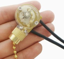 Plafondventilator Lichtschakelaar - Ketting Schakelaar - Ventilator Bediening - AAN-UIT Functie - 3 Stuks - Transparant Zwart — thumbnail 5