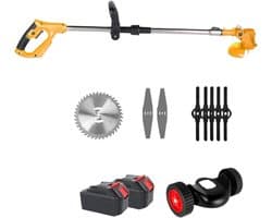Elektrische Grasmaaier - Draadloze Trimmer - Tuinonderhoud - Inclusief 2 Batterijen - 100-135 cm - Geel