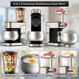 Keukenmachine - Multifunctionele mixer - Bakken en koken - Planetaire mengbeweging - 12 liter kom - Zilver — thumbnail 2
