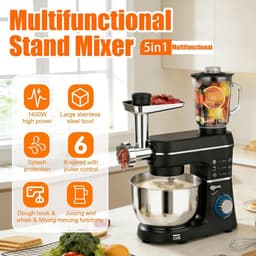 Keukenmixer Met Kom - Elektrische Mixer - Bakken En Koken - 5-in-1 Multifunctioneel - 10 Liter Kom - Rood — thumbnail 5
