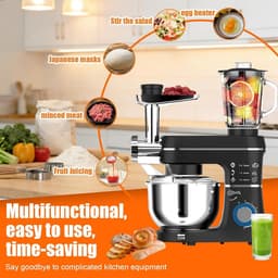 Keukenmixer Met Kom - Elektrische Mixer - Bakken En Koken - 5-in-1 Multifunctioneel - 10 Liter Kom - Rood — thumbnail 4