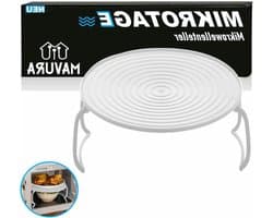 Magnetron Standaard - Magnetron Tray - Twee Maaltijden Verwarmen - Stapelbare Functie - 23.5 cm Diameter - Wit