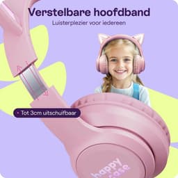 HappyCase Kinder Koptelefoon met Kattenoortjes - veilige volumebregrenzer - Bluetooth Koptelefoon Voor Kinderen - Ledverlichting - Over-Ear Hoofdtelefoon - Geluiddempend - Roze — thumbnail 5