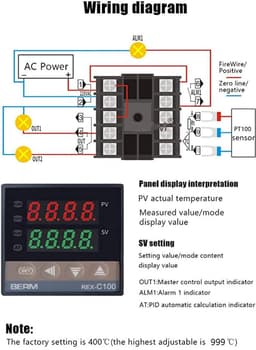 aladdien - REX-C100 LED PID-controllerkits - Digitale thermostaat - Slimme temperatuurregeling - Alarmfunctie - AC110V-240V - Geschikt voor industri.. — thumbnail 5