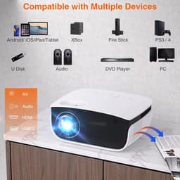 Mini Beamer - Input tot 1080P Full HD - Inclusief 100 inch scherm - Projector - Mini Projector - HDMI - USB - Wit - Smartphone - Draagbaar - Ingebouwde speaker — thumbnail 4