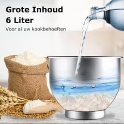RVS Keukenmixer 6L - Professionele Deeg- en Kneedmachine - 4KG Capaciteit — thumbnail 5