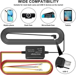 Hardwire Kit USB-C Display voor Dash Cam - Dashboard Camera Car Charger Cable Kit - 12V naar 5V Kabel voor Laagspanningsbeveiliging van Zekeringen — thumbnail 3