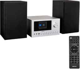 MEDION P85003 Micro audiosysteem (internetradio, DAB+, PLL FM-radio, Bluetooth, USB-aansluiting, AUX, 2x150 W) zilver — thumbnail 1