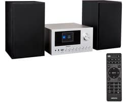 MEDION P85003 Micro audiosysteem (internetradio, DAB+, PLL FM-radio, Bluetooth, USB-aansluiting, AUX, 2x150 W) zilver