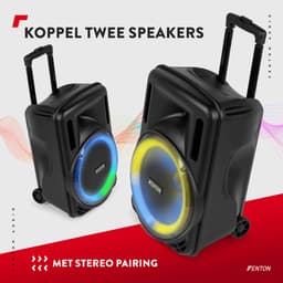 Speaker Bluetooth - Fenton FT12LED MK2 karaoke box met LED’s, accu en microfoon - Voor huisfeestjes — thumbnail 5