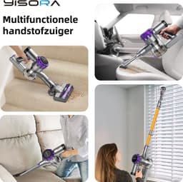 YISORA S3 snoerloze steelstofzuiger, 33KPa krachtige zuigkracht, 80 minuten automatische werking,6 filterniveaus, LED-verlichting — thumbnail 5