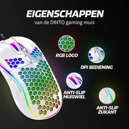 DINTO® Gaming Muis - Lichtgewicht - 7200 DPI - RGB - Game Muis - Optische — thumbnail 4