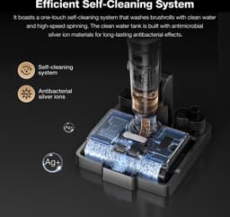JIMMY PW11 Pro Max 5-in-1 Snoerloze Stofzuiger & Wasmachine, 460W Sterk Vermogen, Dubbele Reiniging, Hete Lucht Sneldroog,LED Scherm, 180° Plat Opleggen Ontwerp, Dubbele Rolborstels, Voor Harde Vloeren, Zilver-Zwarte Kleur — thumbnail 4