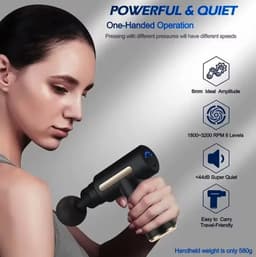 Massage Gun - Professioneel - Inclusief 4 Opzetstukken - Zwart - Massage Apparaat - Massage-gun - Massagegun — thumbnail 2