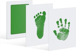 Scoby - 2 x Baby Hand- en Voetafdruk - Inktpad voor Pootafdruk of Neusafdruk - Inktafdruk - Perfect voor Baby's en Huisdieren - Incl. 2 Witte Kaartjes - Groen - 2 Stuks — thumbnail 2