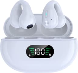 Draadloze oordopjes met oorclip Wit - Sport Oordopjes - Geschikt voor Apple en Android - Bluetooth 5.3 - Draadloze oortje Bluetooth - Sport Oordopjes - Bluetooth Oordopjes - Draadloze Oordopjes - Oortjes Draadloos - In-Ear Oordopjes — thumbnail 1