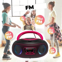 Denver Draagbare Radio CD Speler Kinderen - Bluetooth - Lichteffecten - Boombox - AUX - FM - TCL212BT - Roze — thumbnail 3