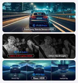Redtiger A6 3CH 2K Touch Wifi Gps 64gb dashcam - Camera voor + achter + interieur - Wifi en Gps - Parkeermodus - 3,0 inch Lcd - 2.5K + Full HD resolutie - 64gb Micro SD kaart - dashcam voor auto — thumbnail 3