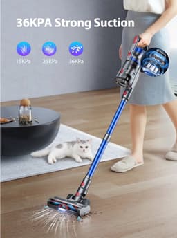Steelstofzuiger Draadloos - Steelstofzuiger - Stofzuiger - Steelstofzuiger Snoerloos - HEPA-Filter - Blauw - Krachtige Zuigkracht - 36000PA - 450W - 1,2L Stofreservoir — thumbnail 2