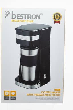 Koffiezetapparaat met thermosbeker voor gemalen filterkoffie - ideaal voor camping - 2 grote koppen - 750 Watt - rvs - zilver/zwart — thumbnail 5