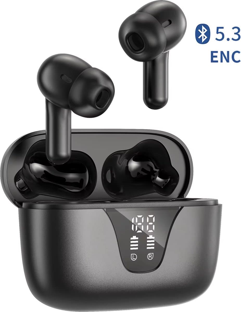 Soundvibe® - Earbuds Pro Zwart- Draadloos Met Noice Cancelling - Bluetooth Oordopjes - Noice Cancelling Hoofdtelefoon - Draadloze Oordopjes - Earbuds USB C - Wireless Earphones - Oortjes Draadloos — afbeelding 1