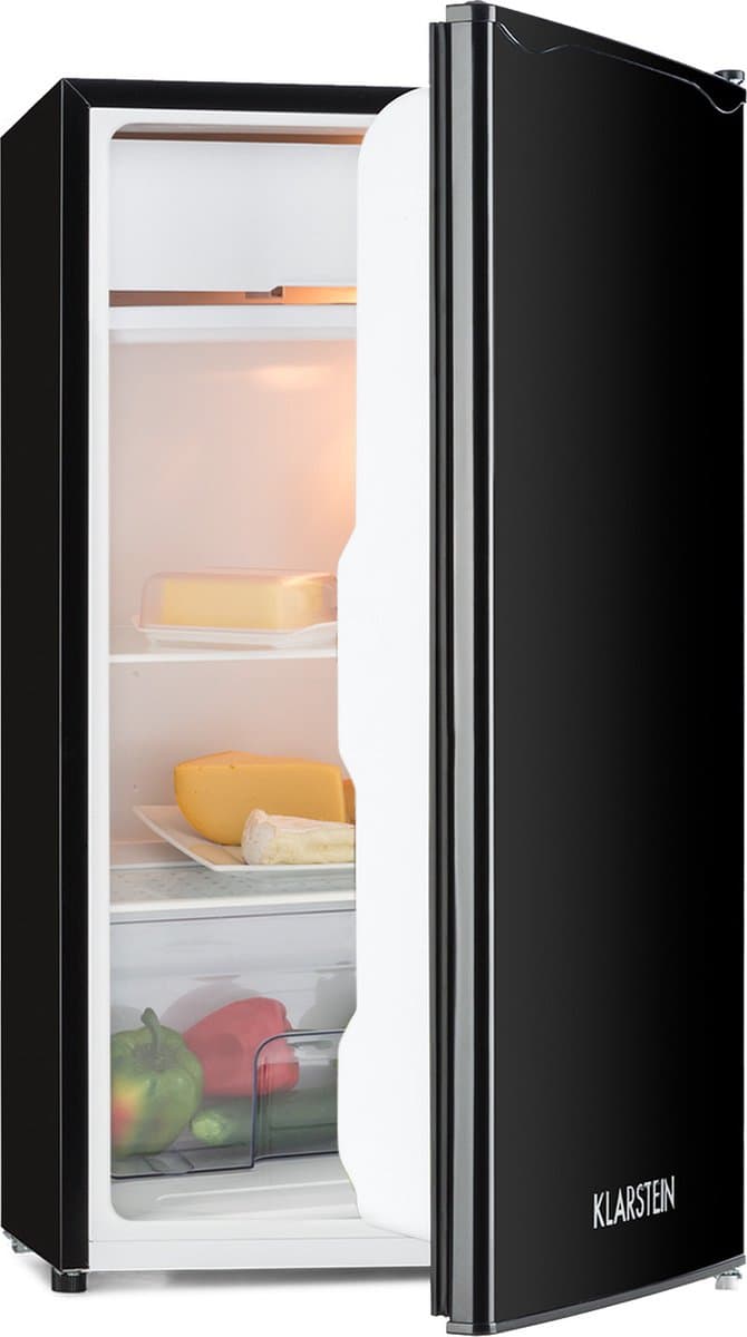 Klarstein Koelkast Zelfvoorzienend design Koelkast - volume: 91 Liter - 2 Niveaus - 5 Standen Thermostaat - IJsvak - Zwart - 90L - voor Keuken - Compact - Mini Fridge - Compact Koelkast - Kleine Koelkast - Vrijstaande Koelkast — afbeelding 1