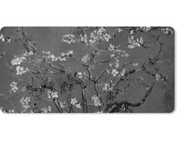 Muismat XXL 120x60 cm - Bureau onderlegger - Bureau mat Amandelbloesem - Van Gogh - Zwart Wit - Bureaumat - Gaming mousepad xl - Bureaulegger groot - Computer deskmat