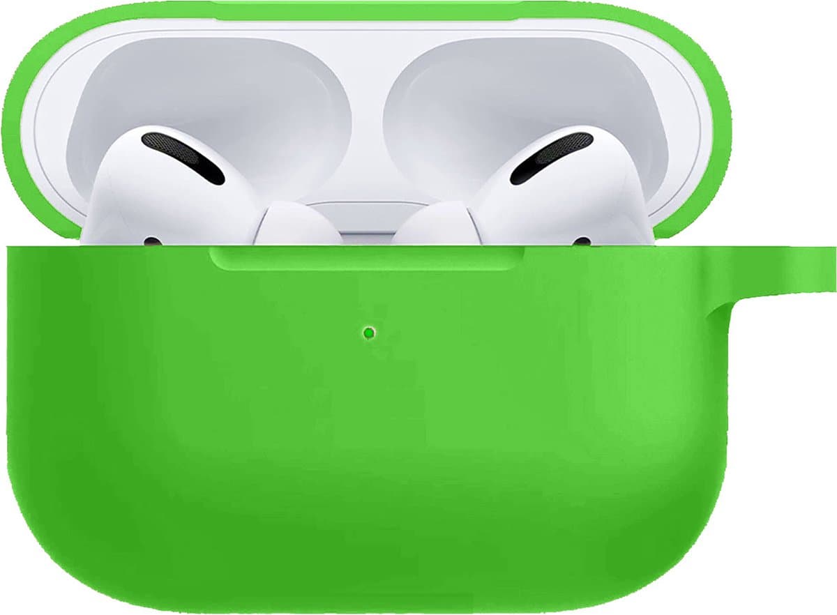 Hoesje - Geschikt voor Apple AirPods Pro 2 - Siliconen Hoes met Clip - Silicone Case Cover - Groen — afbeelding 1