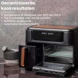 Nexxt Dubbele Airfryer XXL – Heteluchtfriteuse en Oven in één – Twee Lades van 3,5 en 8 Liter - 11,5 Liter – 10 Kookprogramma’s – 2400W – Zwart — thumbnail 3