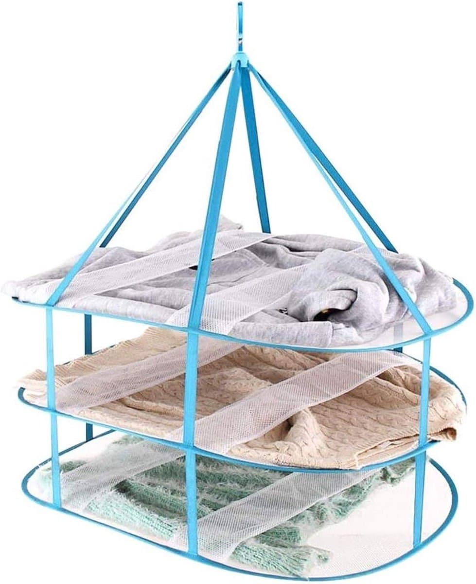 Opvouwbare winddichte netmand voor truien - 3-laags textielnet (blauw) — afbeelding 1