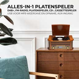 Denver Retro Platenspeler - Ingebouwde Speakers en Versterker - DAB Radio - Radio CD Speler - MRD51 - Hout — thumbnail 2