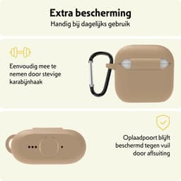 Hoesje Geschikt voor Apple AirPods 4 - Siliconen Hoes met Clip - Silicone Case Cover - Zand — thumbnail 5