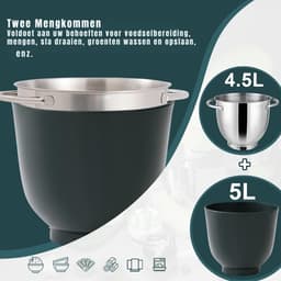 Florixa® Mixer met mengkom - Mixer - Mixer met mengkom keukenmachine - Groen - ‎22cm x 36cm x 33cm — thumbnail 4