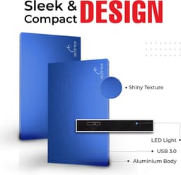 2,5 inch draagbare externe harde schijf 120 GB - Ultradunne HDD back-upopslag met USB 3.0 - Snelle gegevensoverdracht voor PC, Mac, Windows, gaming, laptop en desktop - Blauw — thumbnail 4
