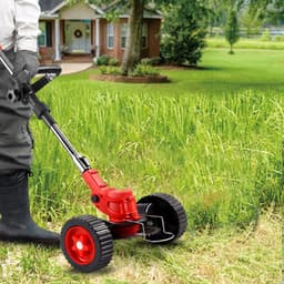 Grastrimmer accu grastrimmer elektrische grasmaaier inklapbaar met wielen 21 V accu grasmaaier met verstelbare telescoopstang geschikt voor snel maaien gazon boerderij — thumbnail 5