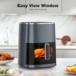 Heteluchtfriteuse Oven - Vierkante Frituurpan - Familie Maaltijden - Zichtvenster & 12 Functies - 6.3 Liter - Grijs — thumbnail 3