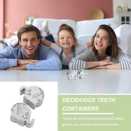 Herinneringsdoos voor baby's - 2 stuks, antiek zilver, met olifantentanden, doop en douche gedenkdoos — thumbnail 4