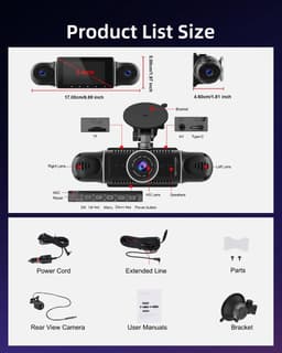 Dashcam – Auto Camera – Rijcamera – Bewakingscamera – 360° Dashcam – 4 Camera’s Met Wifi – 64GB Geheugenkaart & G-Sensor Met Parkeermodus — thumbnail 4