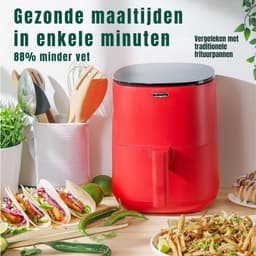 Aurixi® Mini Airfryer - Airfryer - Frituese - met Touchscreen - Rood - 23cm x 29cm x 30cm — thumbnail 3