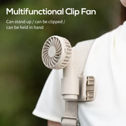 Nekventilator - Draagbare Ventilator - Nek Ventilator -Handventilator Mini Ventilator Ventilator met Clip - 3 Standen - Borstelloze Motor - 7 Bladen - Wit — thumbnail 5