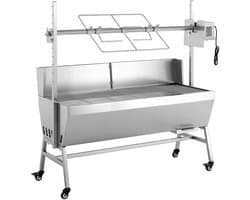 Rotisseriegrill met elektromotor, 38 W BBQ-spitrooster voor buiten koken, houtskoolgrill met een capaciteit van 132 lbs, verstelbare hoogteniveaus, roestvrijstalen ontwerp met wielen voor kamperen en buitengebruik