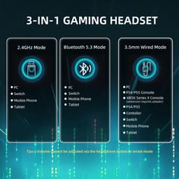 ATTACK SHARK L80Pro - 2.4GHz Draadloze Gaming Headset - Lichtgewicht - Bluetooth koptelefoon - Multiplatform - Geschikt voor PS4/PS5, Nintendo Switch - Wit — thumbnail 2