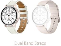 WizBay Premium Select® Smartwatch 1.32” AMOLED – GPS – 3ATM Waterdicht – Bluetooth Bellen – Bloeddruk, O2 & Hartslag – AI Voice Assistant – Kompas & Hoogtemeter – 50+ Sport Modi – Dual Band Wit Leder, Pale Pink — thumbnail 1