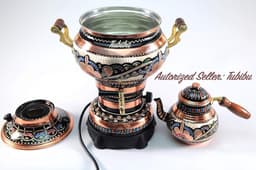 Elektrische Samovar Theepot Set met Handgemaakte Koper — thumbnail 3