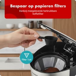 Tomado TCM1201S - Koffiezetapparaat - Filterkoffie - Warmhoudfunctie - Herbruikbaar filter - 10 koppen - Zwart/rvs — thumbnail 4