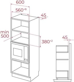 Magnetron met grill - Inbouw combimagnetron - Snel eten bereiden - Anti-vingerafdruk RVS - 25 liter inhoud - Zilverkleurig — thumbnail 2