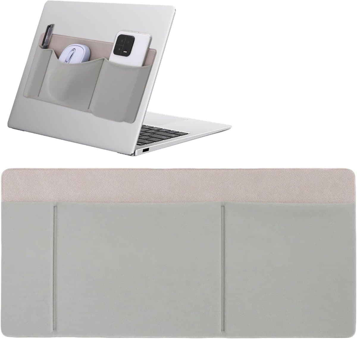 Harde schijf houder - Accessoire tas - Organiseren onderweg - Zelfklevende bevestiging - 27 x 13 cm - Grijs — afbeelding 1