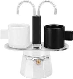 Espressomachine met 2 kopjes, klassiek Italiaans koffiezetapparaat met kookplaat, doe-het-zelf conduit koffiepot voor thuiscafé, 100 ml dubbele kop. — thumbnail 1